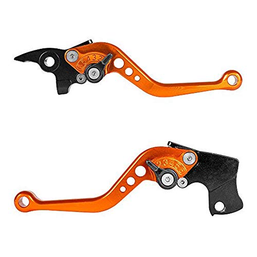 Product Cover Ramanta Foldable Handlebar KTM Series Moxi Clutch and Brake Levers - 6 Positions Adjustment & Foldable Levers for KTM Duke/RC - 200/250 - High Performance (Black and Orange) - Set of 2