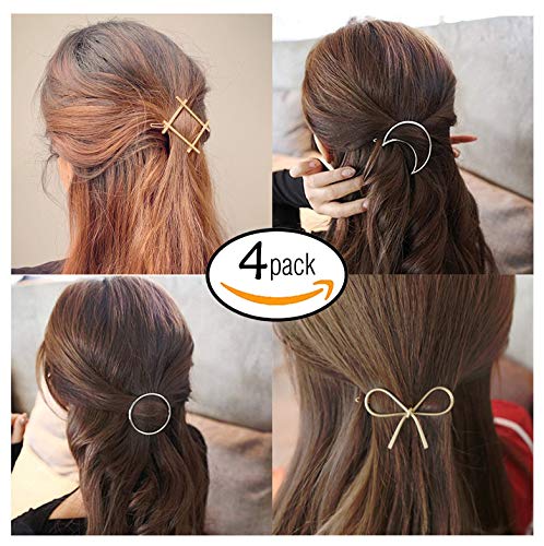 Product Cover FOK Women's Non Precious Metal Minimalist Moon Circle Infinity Design Hair Clip Pin (Multicolour)- Set of 4 Pieces