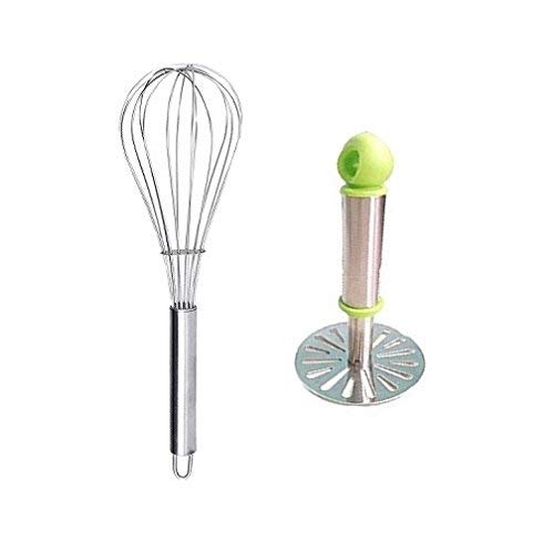 Product Cover Any Kitchen Stainless Steel Egg Whisk and Potato Masher, Medium, Silver