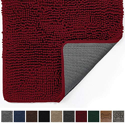 Product Cover Gorilla Grip Original Indoor Durable Chenille Doormat, Large, 36x24, Absorbent, Machine Washable Inside Mats, Low-Profile Rug Doormats for Entry, Back Door, Mud Room Mat, High Traffic Areas, Burgundy