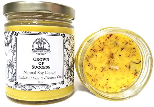 Product Cover Crown of Success 8 oz Soy Herbal Spell Candle for Prosperity, Achievement & Obtaining Goals Wiccan Pagan Hoodoo Magick