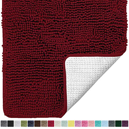 Product Cover Gorilla Grip Original Luxury Chenille Bathroom Rug Mat, 24x17, Extra Soft and Absorbent Shaggy Rugs, Machine Wash Dry, Perfect Plush Carpet Mats for Tub, Shower, and Bath Room, Burgundy