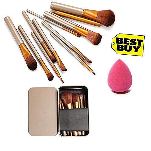 Product Cover Generic Makeup Brush Set of 12 with storage box with sponge puff (color may vary)