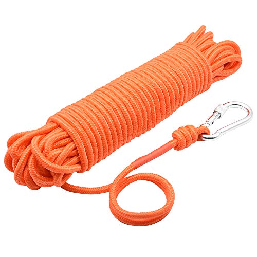 Product Cover HomTop Magnet Fishing Rope with Carabiner - All Purpose Nylon High Strengte Cord Safety Rope - 65 Feet - Diameter 6mm - Approximately 1/4