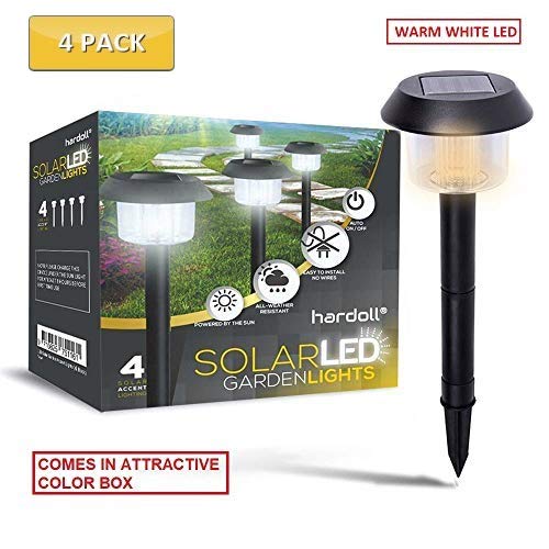 Product Cover Hardoll Solar Lights for Home Garden LED Outdoor Decoration Lamps Waterproof Path Lights (Warm White-Pack of 4)
