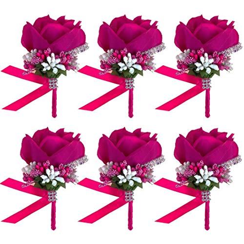 Product Cover JaosWish 6PCS Flower Men Boutonniere Handmade Silk Men Corsage for Groom Wedding Party Suits