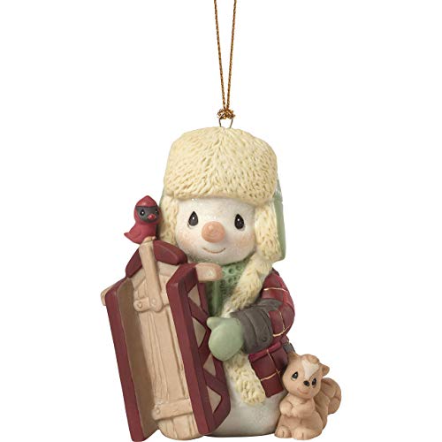 Product Cover Precious Moments May Your Holidays Be Filled with Winter Thrills 10th Annual Snowman Bisque Porcelain 191016 Ornament, One Size, Multi