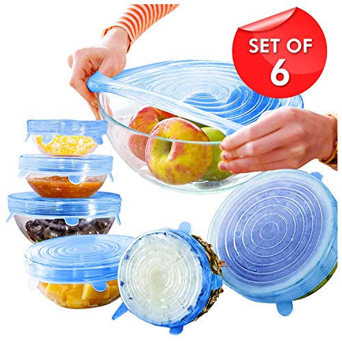 Product Cover PETRICE Silicone Stretch Lids Flexible Covers for Rectangle Round Square - Bowls Dishes Plates Cans Jars Glassware and Mugs Cover (Color May Vary)
