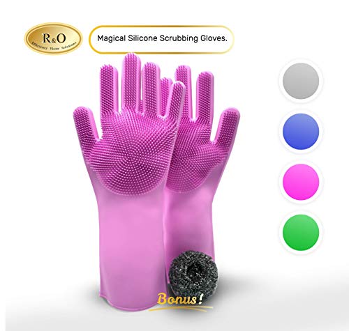Product Cover R&O Magical Gloves Are The Ultimate Non-Stick Silicone Gloves For Dishwashing And Other Uses, Magical Rubber Gloves Are Great For Car Wash, A Pet Wash Mitt And Are The Gloves You Want When You Need ST
