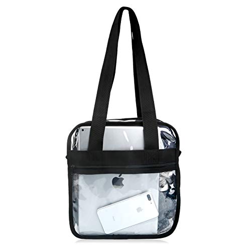 Product Cover Heavy-Duty Clear Bag NFL & PGA Stadium Approved - Clear Tote Bag with Exterior 3 Pockets And Adjustable Extra Long Strap - see through CrossBody Messenger Shoulder Bag - 12