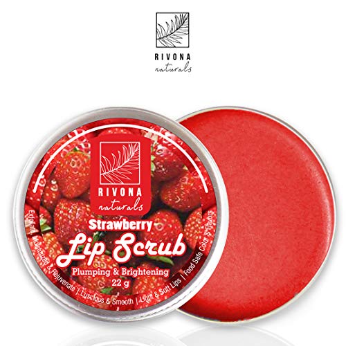 Product Cover Rivona Naturals Strawberry Lip Scrub for Pumping & Brightening Dark Lips - 22 g