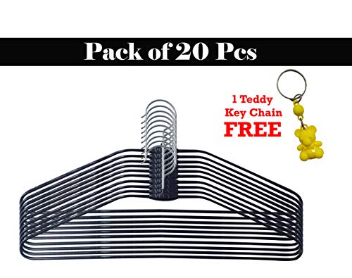 Product Cover VRCT 20 Pcs Black Heavy Stainless Steel Cloth Hanger with Plastic Coating Set of 20