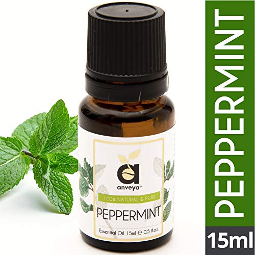 Product Cover Anveya Peppermint Essential Oil, 100% Natural & Pure, 15ml (for Hair, Skin, Face, Cold, Congestion & Diffuser)
