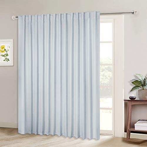 Product Cover NICETOWN Sliding Door Curtain Window Treatment, Cloud Grey Energy Smart Thermal Insulated Extra Wide Solid Room Darkening Curtains/Drapes for Patio Door (W100 x L84, 1 Piece)
