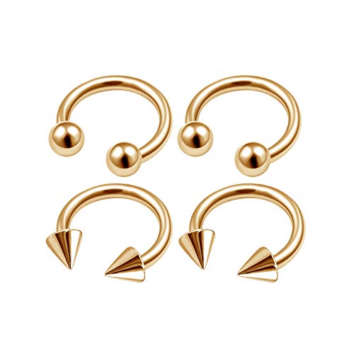 Product Cover MATIGA 4Pcs Anodized 20g-14g Cartilage Horseshoe Hoop Piercing Jewelry Tragus Eyebrow Nose Septum Cartilage Ball Cone More Choices