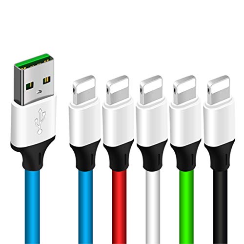 Product Cover USB Cable Phone Charger, LightningSPT Fast Charging Cord 5Pack High Speed Data Sync Transfer USB Cord Compatible with Phone XS MAX/XR/X/8/7/Plus/6S/6/SE/5S/5C/Mini/Air/Pro and More (6 FT (2 Meter))