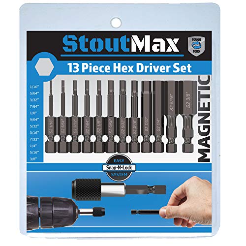 Product Cover StoutMax Hex Bits Set Allen Wrench Key Drill Bit Set - Magnetic Tips - Quick Release Attachment Bit Holder - Solid S2 Steel Alloy - 2.3