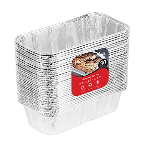 Product Cover Aluminum Pans Bread Loaf Pans (30 Pack) 8x4 Aluminum Loaf Pan - 2 Lb Bread Tins, Standard Size, Compatible with Roadpro 12 Volt Portable Stove - Perfect for Baking Cakes, Bread, Meatloaf, Lasagna