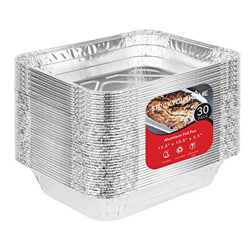 Product Cover Aluminum Pans 9x13 Disposable Foil Pans (30 Pack) - Half Size Steam Table Deep Pans - Tin Foil Pans Great for Cooking, Heating, Storing, Prepping Food
