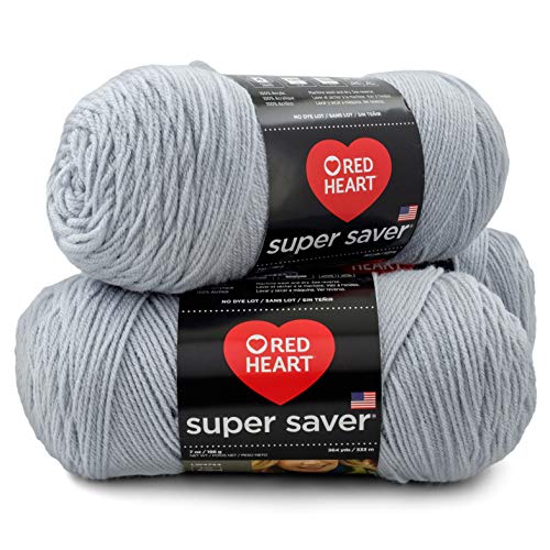 Product Cover RED HEART E300PK.0341 Super Saver 3-Pack Yarn, Light Grey 3 Pack