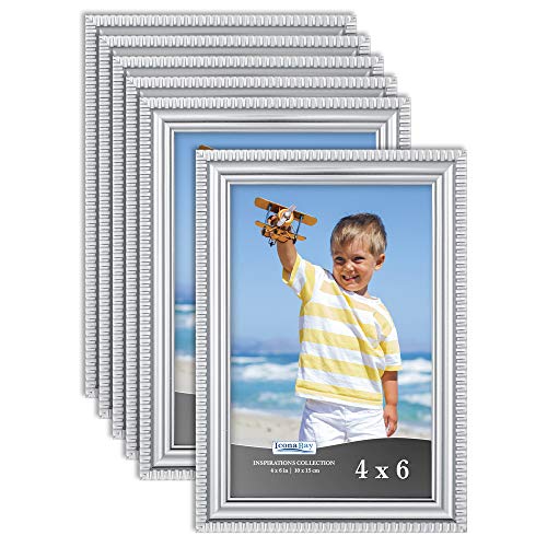 Product Cover Icona Bay 4x6 Picture Frames (6 Pack, Silver) Picture Frame Set, Wall Mount or Table Top, Set of 6 Inspirations Collection