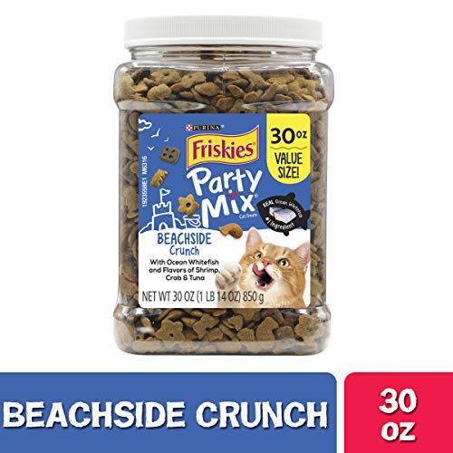 Product Cover Purina Friskies Made in USA Facilities Cat Treats, Party Mix Beachside Crunch - 30 oz. Canister