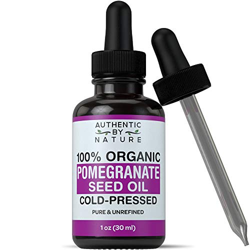 Product Cover Organic Pomegranate Seed Oil. 100% Pure Unrefined Cold Pressed Essential Oil. Unclog Pores, Remove Dirt, Acne From Skin. Nourishes Hair and Scalp. Natural Antioxidant Moisturizer for Men and Women 1oz