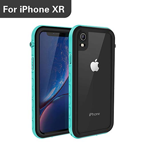 Product Cover MIZUSUPI iPhone Xr Waterproof Case, Underwater Full Sealed IP68 Certified Waterproof Case Dustproof Snowproof Shockproof Cover with Built-in Screen Protector for iPhone Xr 6.1 inch Aqua Blue