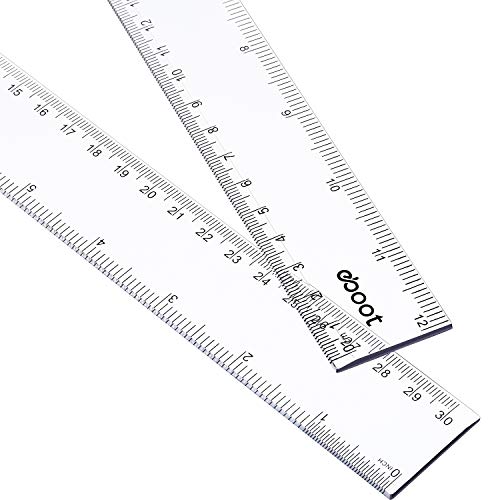 Product Cover 2 Pack 12 Inches Clear Plastic Ruler Straight Ruler Plastic Measuring Tool for Student School Office