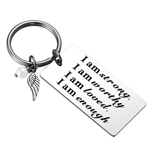 Product Cover JZSTA I Am Strong I Am Worthy I Am Loved I Am Enough Keychain Gift for Valentine's Day Christmas Graduation