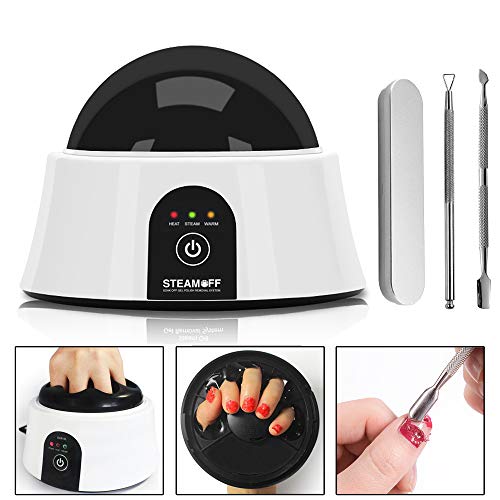 Product Cover Upgraded Steam Gel Nail Remover Machine, Acrylic Nail Steamer with Cuticle Pusher Spoon Tools for Dip Powder Acrylic Nails Gel Polish Removal (02)