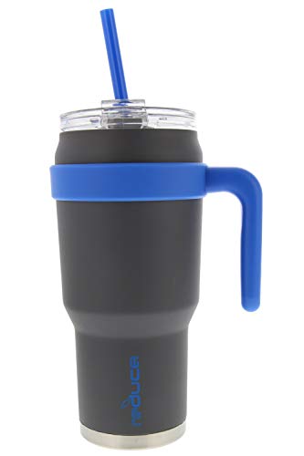 Product Cover Reduce Cold-1 40 oz Insulated Coffee Mug With Straw and Lid - Large Capacity, 36 Hours Cold, Sweat-Proof Body - This Stainless Steel Tumbler is Perfect for Cold and Hot Drinks - Gravel