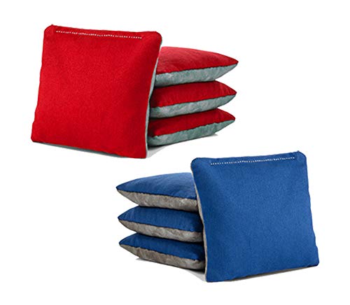Product Cover Tailgating Pros Pro-Style Two-Sided Cornhole Bags Slick & Stick Resin Filled Suede and Duck Canvas Set of 8-20+ Color Combos - (Red/Grey Suede & Royal/Grey Suede)