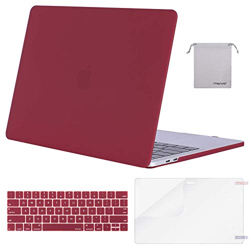 Product Cover MOSISO MacBook Pro 13 inch Case 2019 2018 2017 2016 Release A2159 A1989 A1706 A1708, Plastic Hard Shell &Keyboard Cover &Screen Protector &Storage Bag Compatible with MacBook Pro 13, Wine Red