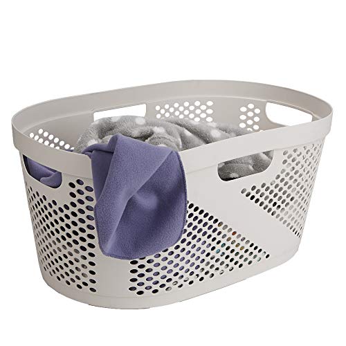 Product Cover Mind Reader HHAMP40-IVO, Laundry, Storage, Bathroom, Bedroom, Home, Ivory 40 Liter Clothes Basket