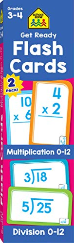 Product Cover School Zone - Get Ready Flash Cards Multiplication & Division 2 Pack - Ages 8 to 9, 3rd Grade, 4th Grade, Multiplication 0-12, Division 0-12, Elementary Math, and More