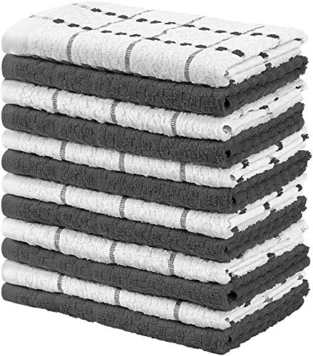 Product Cover Utopia Towels Kitchen Towels, 15 x 25 Inches, 100% Ring Spun Cotton Super Soft and Absorbent Grey Dish Towels, Tea Towels and Bar Towels, (Pack of 12)