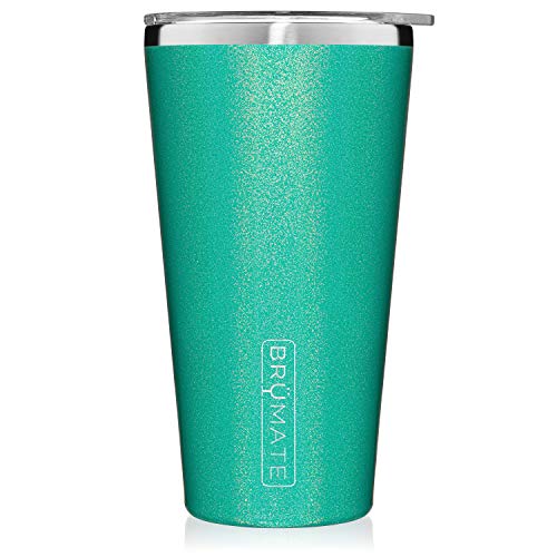 Product Cover Brümate Imperial Pint 20oz Shatterproof Double Wall Vacuum Insulated Stainless Steel Travel & Camping Mug for Beer, Cocktails, Coffee & Tea with Splash-Proof Lid for Men & Women (Glitter Peacock)
