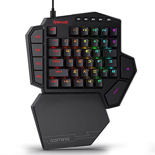 Product Cover Redragon K585 DITI One-Handed RGB Mechanical Gaming Keyboard, Blue Switches, Type-C Professional Gaming Keypad with 7 Onboard Macro Keys, Detachable Wrist Rest, 42 Keys