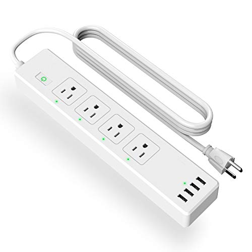 Product Cover meross Smart Power Strip WiFi Surge Protector Power Bar, Alexa Google Home & IFTTT Supported, Remote Control, 4 AC Outlet and 4 USB Port, 16A