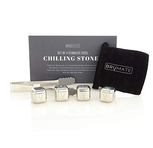 Product Cover BrüMate Whiskey Stone Gift Set, Stainless Steel Whiskey Ice Cubes, Rocks, Set of 4
