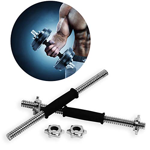 Product Cover FITSY® Chrome Metal Fiber Grip Threaded Dumbbell Rods with Locks, 14 Inches, 1 Pair