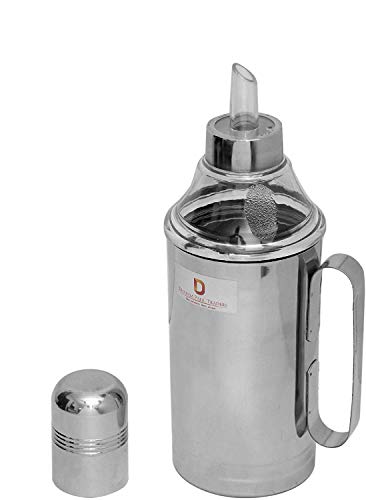 Product Cover Dharam Paul Traders Stainless Steel Oil Dispenser Oil Container Oil Pourer Bottle can with Handle for Kitchen 900 ml,1 Piece.