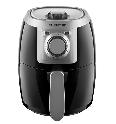 Product Cover Chefman TurboFry 2 Quart Air Fryer, Personal Compact Healthy Fryer w/ Adjustable Temperature Control, 30 Minute Timer and Dishwasher Safe Basket, Black