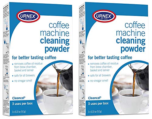 Product Cover Urnex Coffee Maker and Espresso Machine Cleaner Cleancaf Powder - 2 Pack (6 Packets) - Safe on Keurig Delonghi Nespresso Ninja Hamilton Beach Mr Coffee Braun