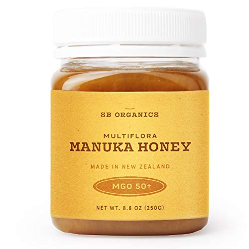 Product Cover SB Organics Multiflora Manuka Honey MGO 50+ - 8.8 oz Jar of Raw Unfiltered Authentic Premium New Zealand Manuka Honey