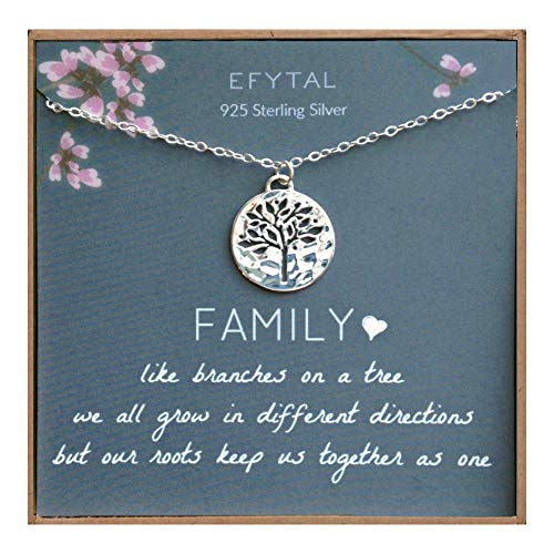 Product Cover EFYTAL Grandma Gifts, 925 Sterling Silver Family Tree of Life Necklace, Mother's Day Jewelry Gift Ideas