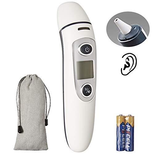 Product Cover Noblefans Ear and Forehead Thermometer- Infrared Thermometer for Infants, Kids and Adults- Medical Use with Fever Alarm and Memory Recall- Accurate and Consistent Temperature Readings