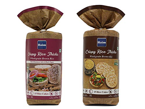 Product Cover Haim Organic Wholegrain Brown Rice Cakes with Himalayan Salt & Black Pepper (Pack of 2)