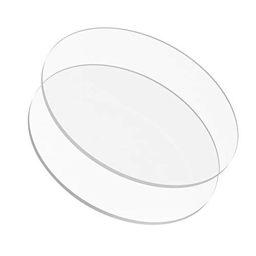 Product Cover 8.25 inch Buttercream Acrylic Round Cake Disks Set of 2 (0.18 or 3/16 inch thick) - Great for Serving Bake Goods and Art Craft Project UPDATED version